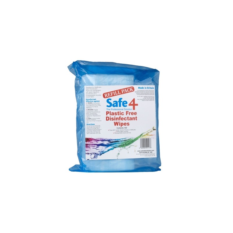 100 Safe4 disinfectant wipes refill